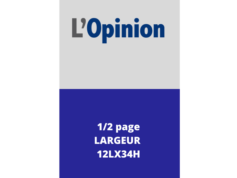 Annonces Administratives et Légales 1/2 Page en Largeur journal L'Opinion