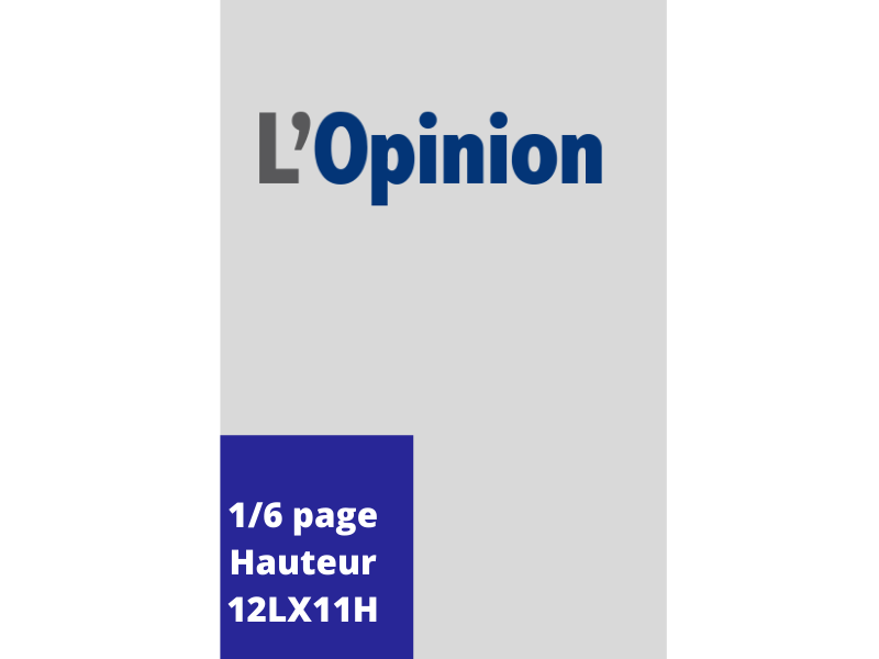 Annonces Administratives et Légales 1/6 Page en Hauteur journal L'Opinion