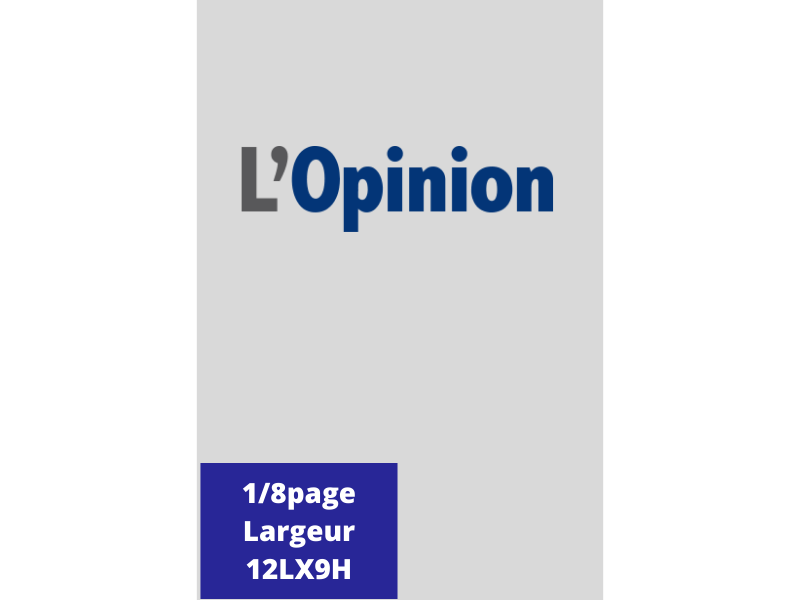 Annonces Administratives et Légales 1/8 Page en Largeur journal L'Opinion