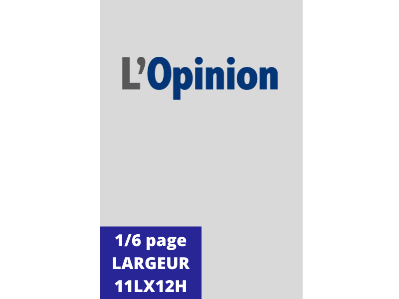 Annonces Administratives et Légales 1/6 Page en Largeur journal L'Opinion